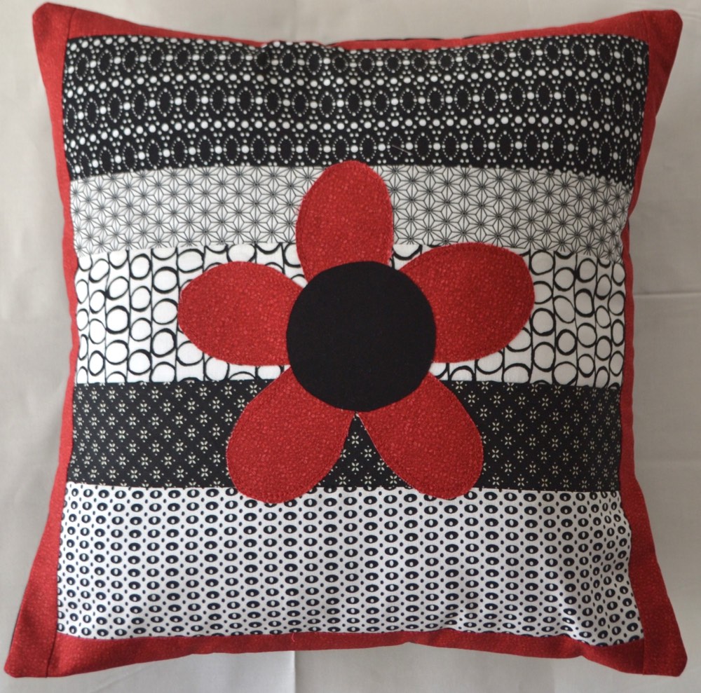 Personalised Cushion Black/White Flower Kids, Teenage and Adult Gift Idea