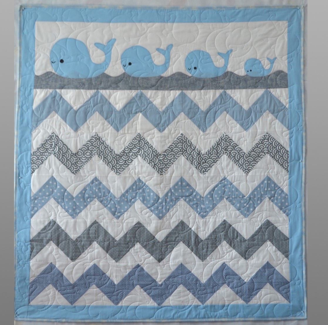 Whale Baby Quilt, Personalised Handmade Quilt, Whale Quilt, Patchwork, Baby Gift