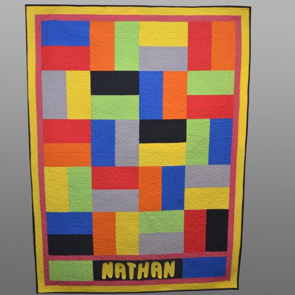 Lego, Building Block, Toddler Personalised Handmade Quilt, Lego Block Quilt, Patchwork, Baby Gift