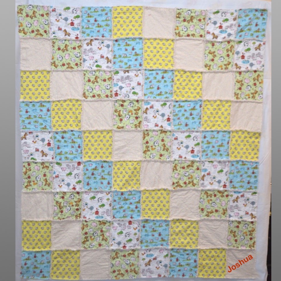 Personalised Farm Animals Baby Quilt, Personalised Handmade Quilt, Farm Quilt, Patchwork, Baby Gift