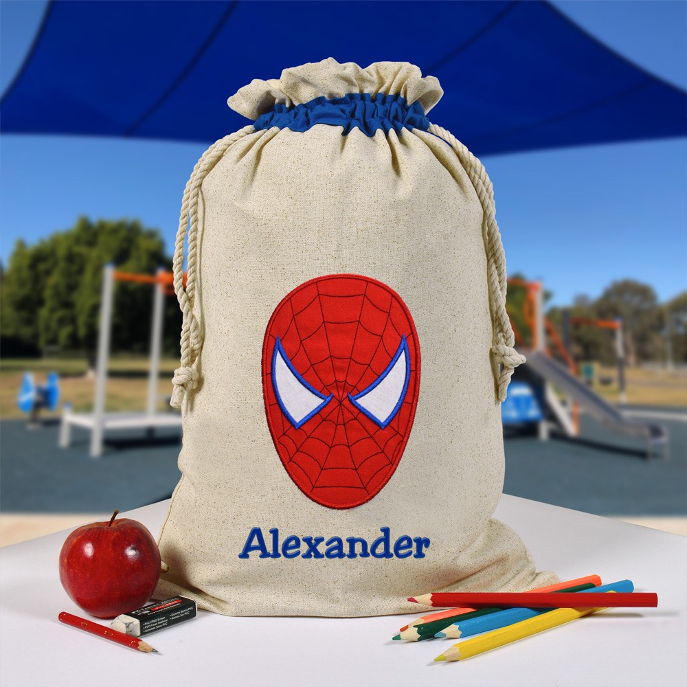 Personalised Library Bag, Spiderman Library Bag, Book Bag, Tote Bag, Pre School, Kindergarten and School