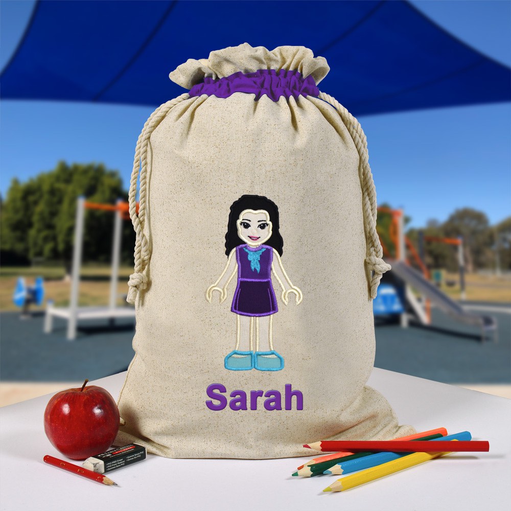 Personalised Library Bag, Lego Girl, Lego Friends Library Bag, Book Bag, Tote Bag, Pre School, Kindergarten and School