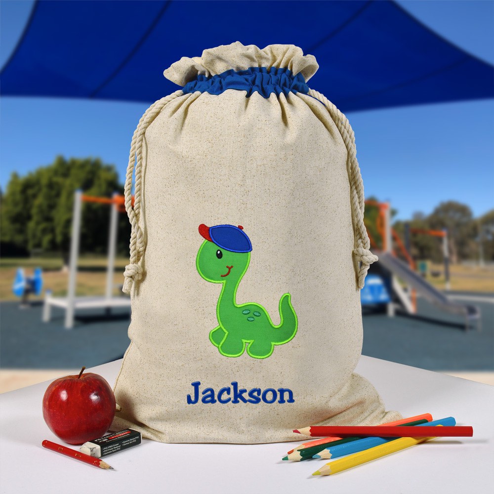 Personalised Library Bag, Dinosaur Library Bag, Book Bag, Tote Bag, Pre School, Kindergarten and School