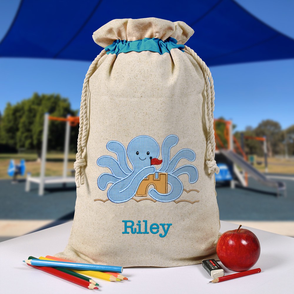 Personalised Library Bag, Octopus Library Bag, Book Bag, Tote Bag, Pre School, Kindergarten and School