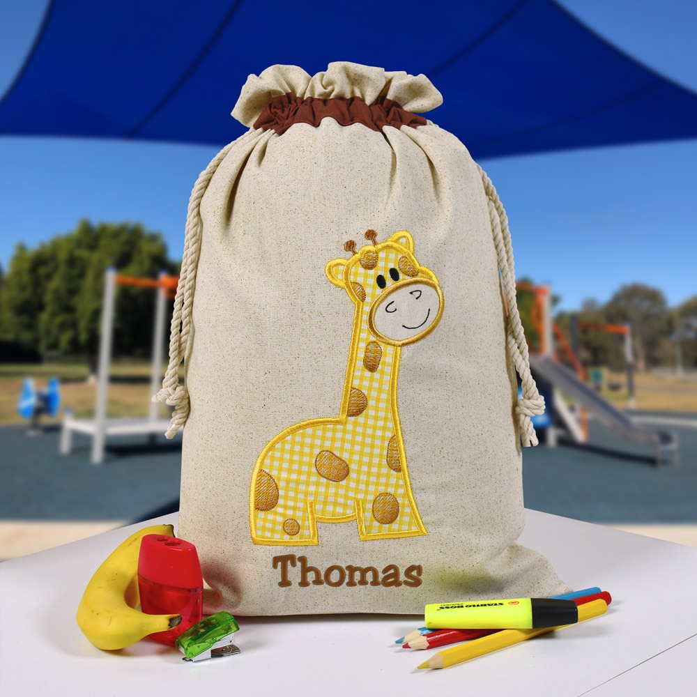 Personalised Library Bag, Giraffe Library Bag, Book Bag, Tote Bag, Pre School, Kindergarten and School