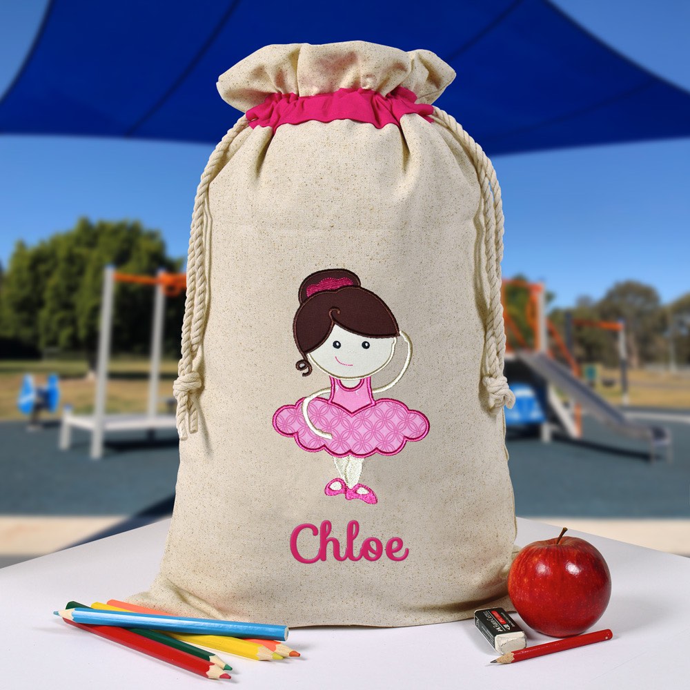 Personalised Library Bag, Ballerina Library Bag, Book Bag, Tote Bag, Pre School, Kindergarten and School