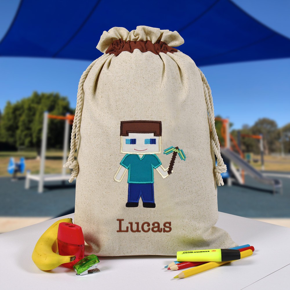 Personalised Library Bag, Minecraft Library Bag, Book Bag, Tote Bag, Pre School, Kindergarten and School