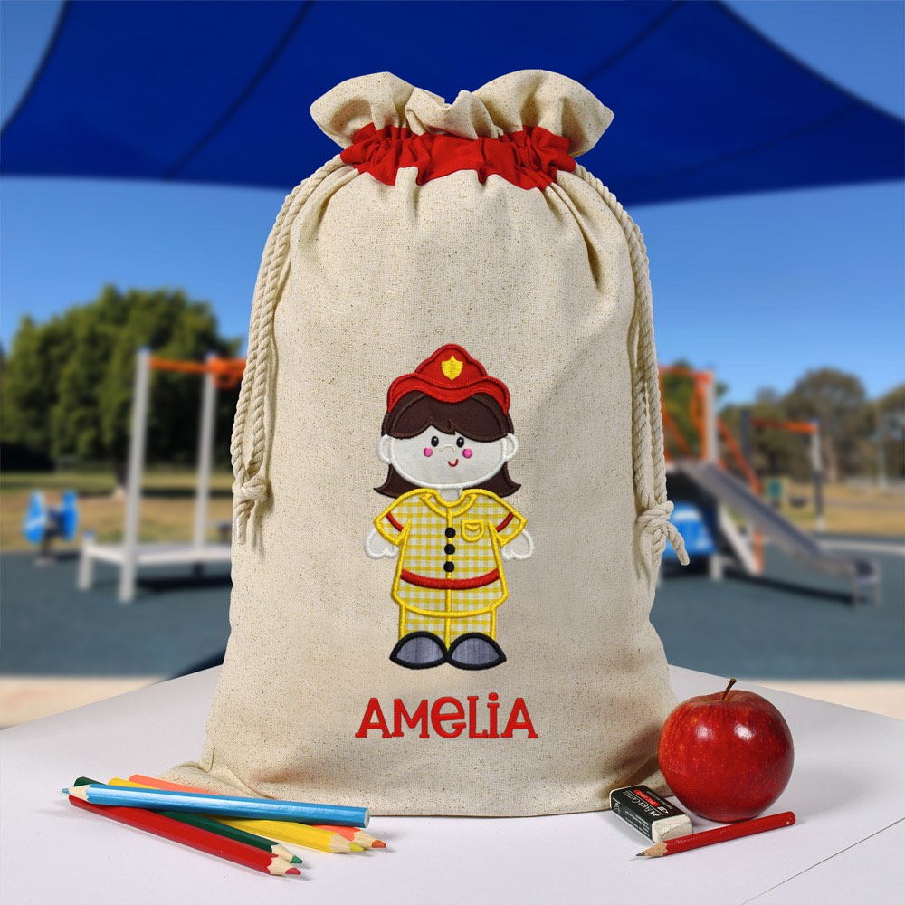 Personalised Library Bag, Fireworman, CFA,Library Bag, Book Bag, Tote Bag, Pre School, Kindergarten and School