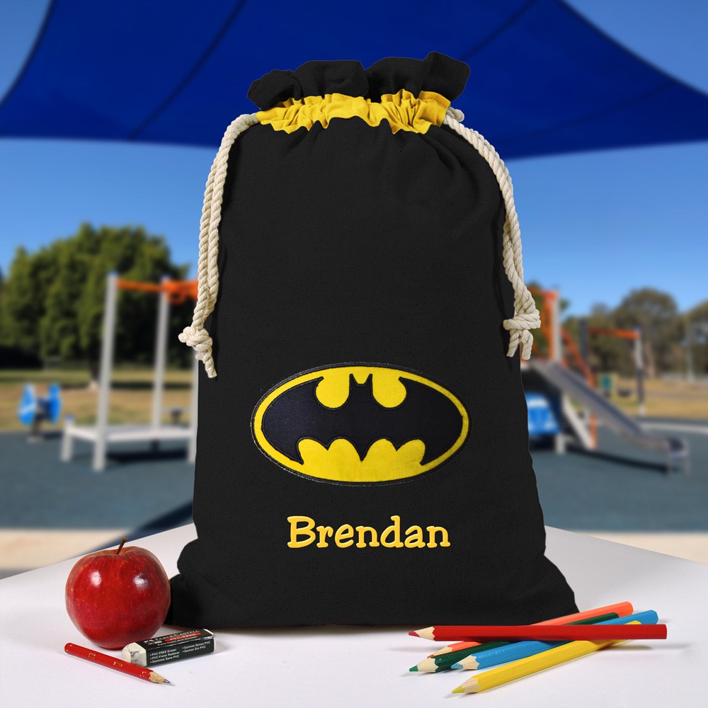Personalised Library Bag, Batman, The Bat, Book Bag, Tote Bag, Pre School, Kinder and School