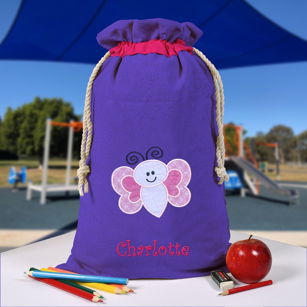 Personalised Library Bag, Butterfly Book Bag, Tote Bag, Pre School, Kinder and School
