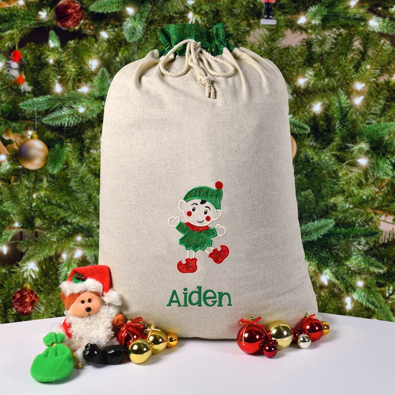 Christmas Gift, Personalised Santa Sack with The First Noel